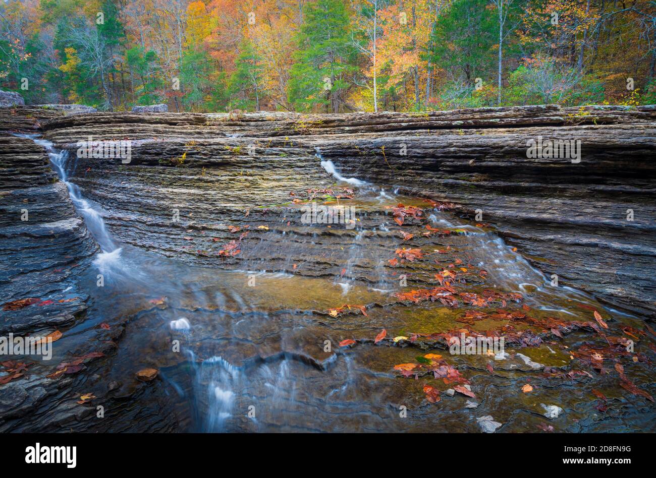 Six Finger Falls is a natural wonder in the Richland Creek area of south Newton county in north Arkansas. Stock Photo