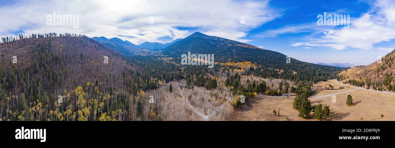 Aerial view of the beautiful landscape of Inner Basin area at Flagstaff Stock Photo