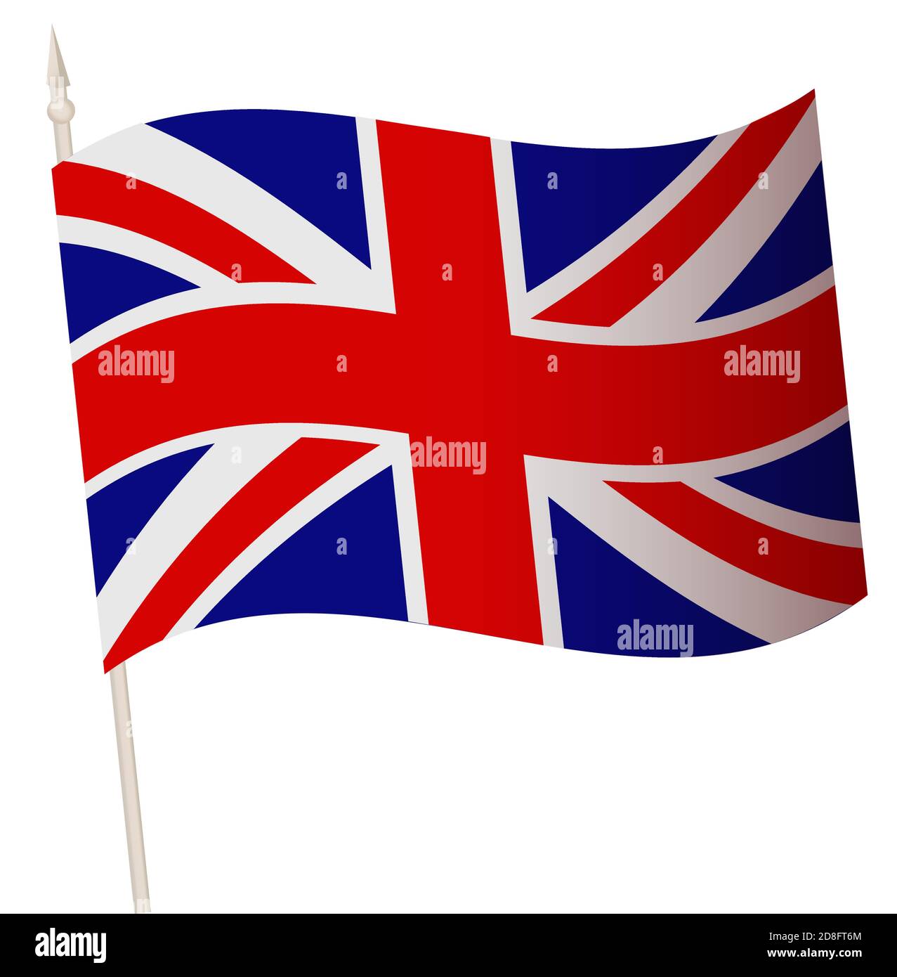 Vector Waving flag on a flagpole. The national flag of England. Color