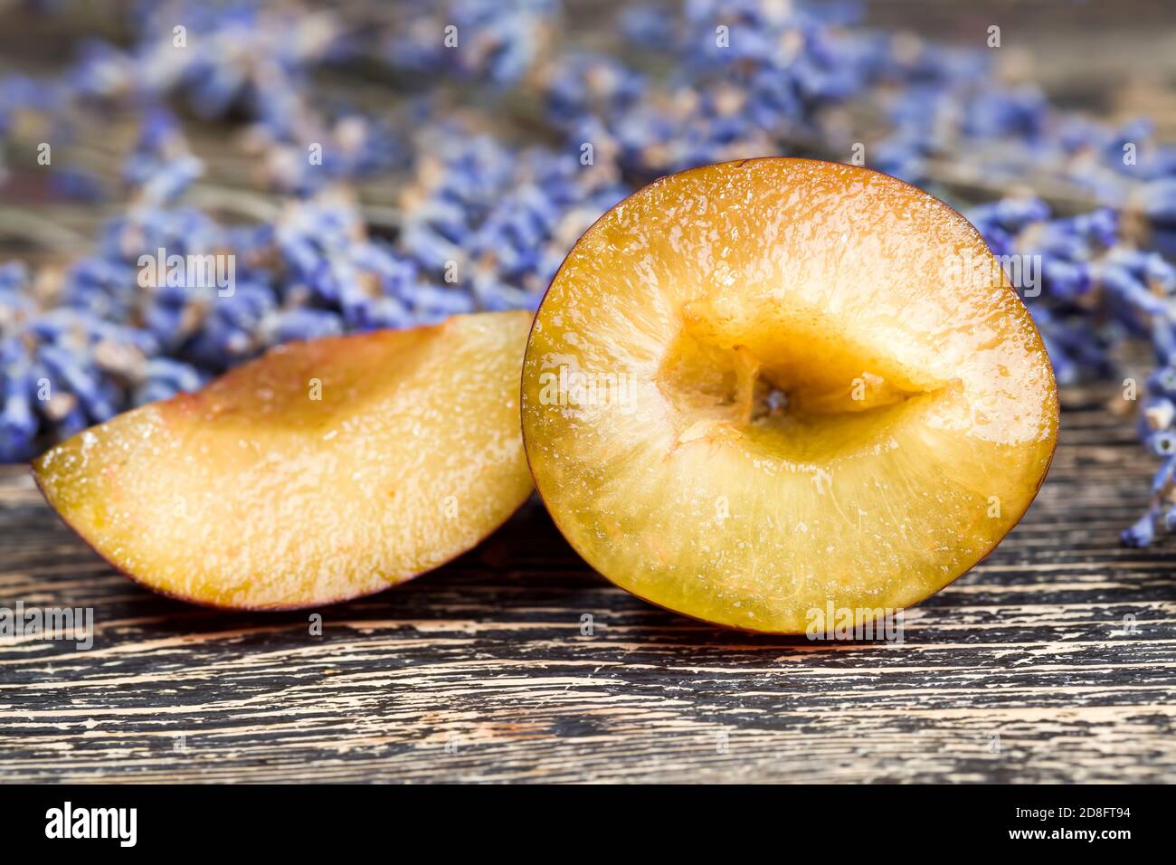 healthy sliced plums Stock Photo Alamy