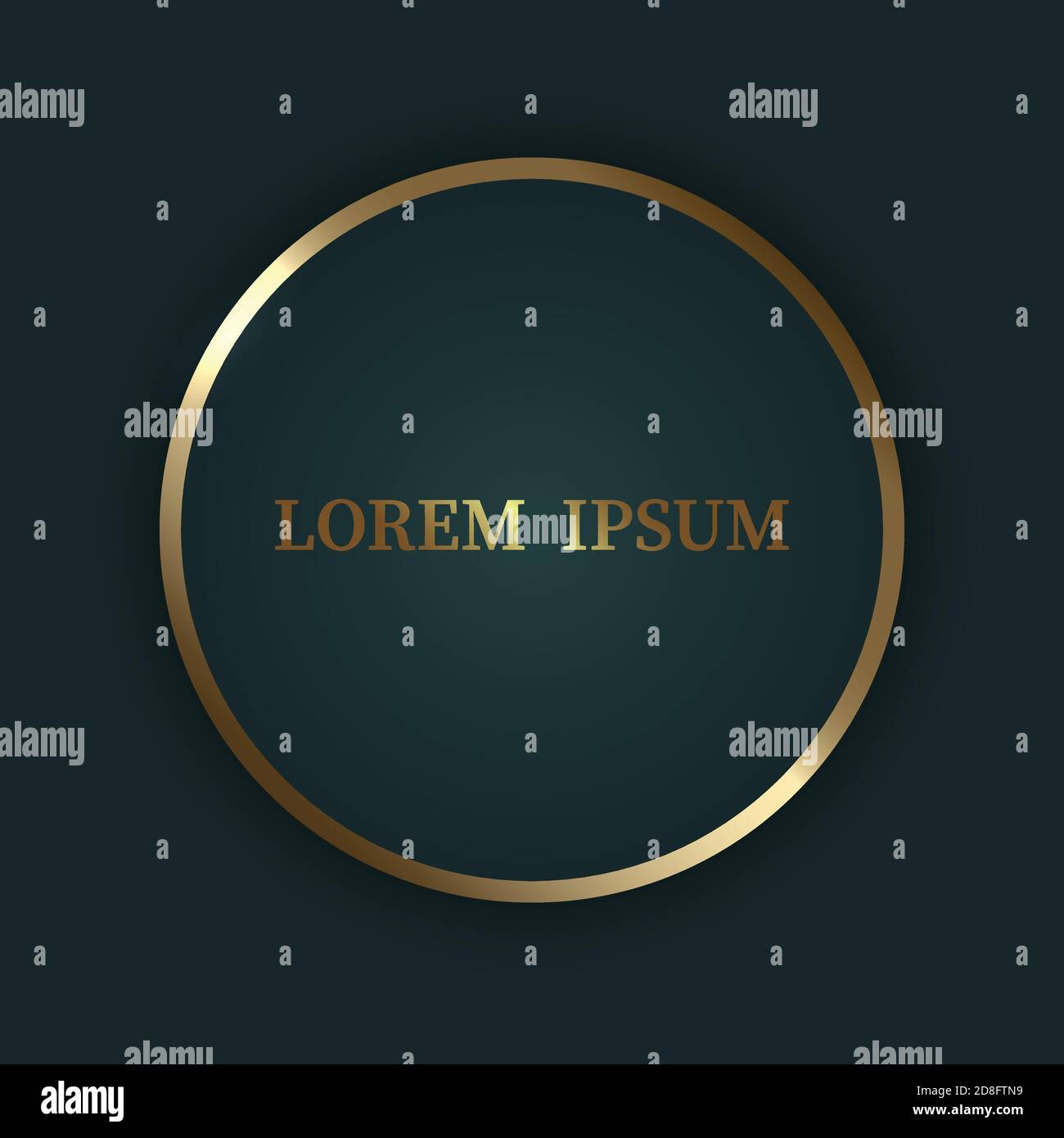Gold shiny circle frame on dark luxury background Stock Vector