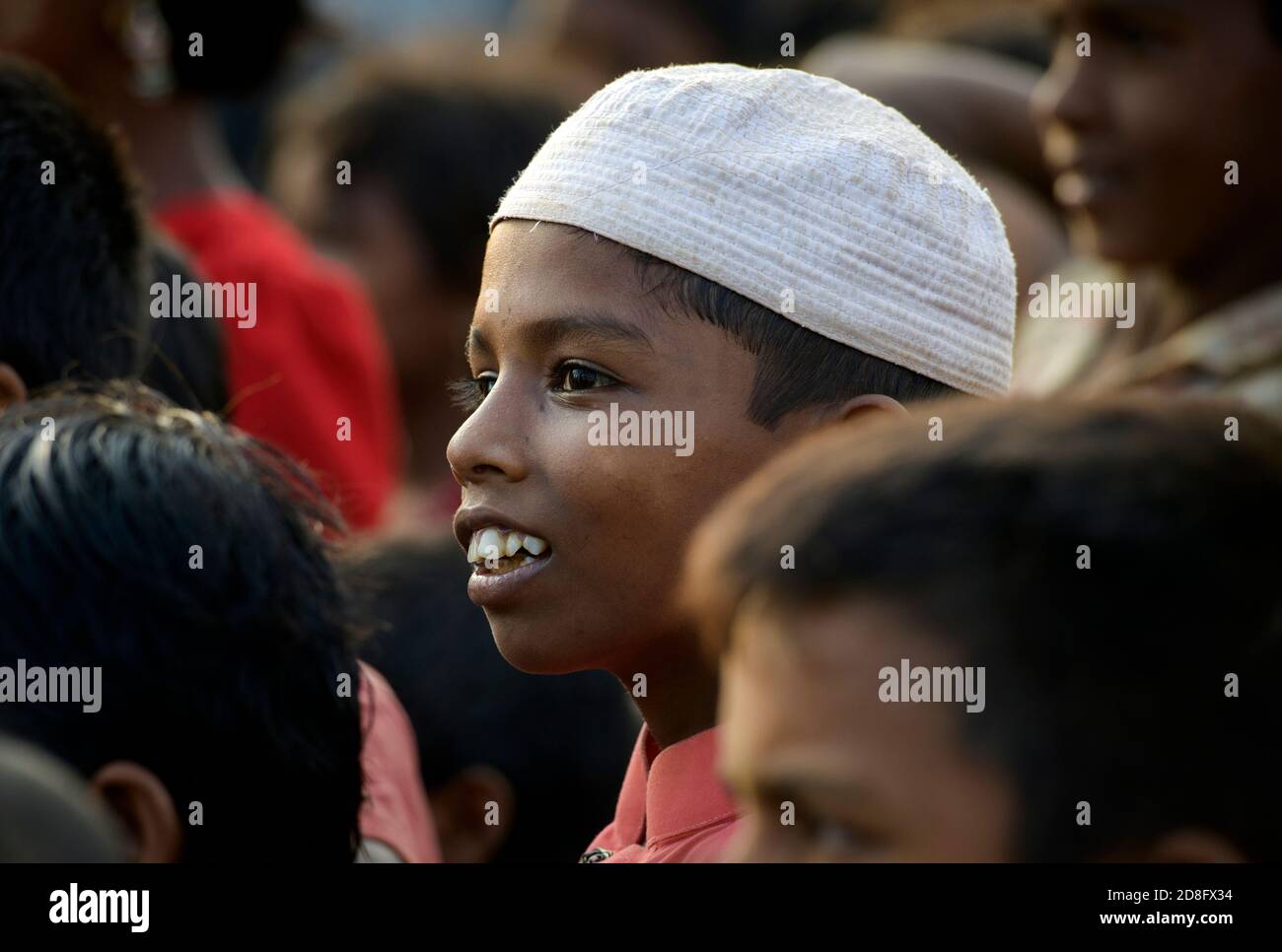 Rohingya refugee boy at Kutupalong refugee camp  Over 650,000 Rohingya have crossed the border to Bangladesh since August last year, fleeing the violence. Stock Photo