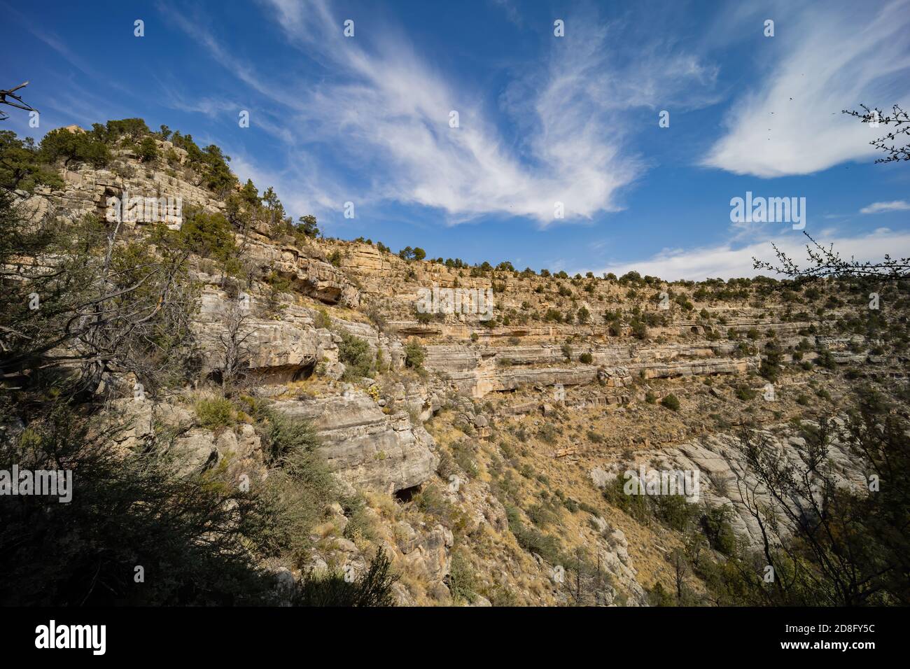 Sunny view of the Walnut Canyon National Monument at Arizona Stock Photo