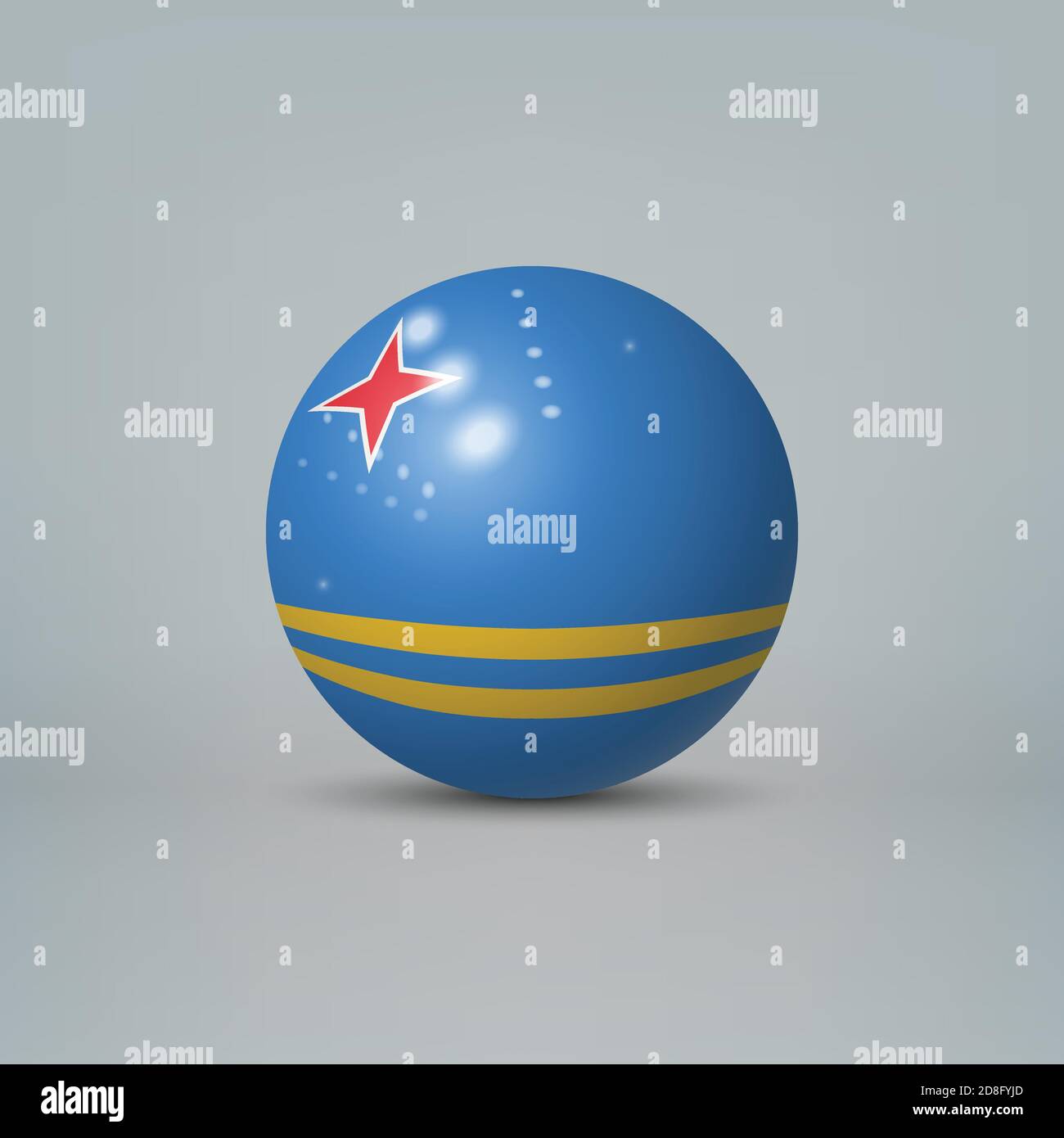 Realistic glossy plastic ball or sphere with flag of Aruba Stock Vector