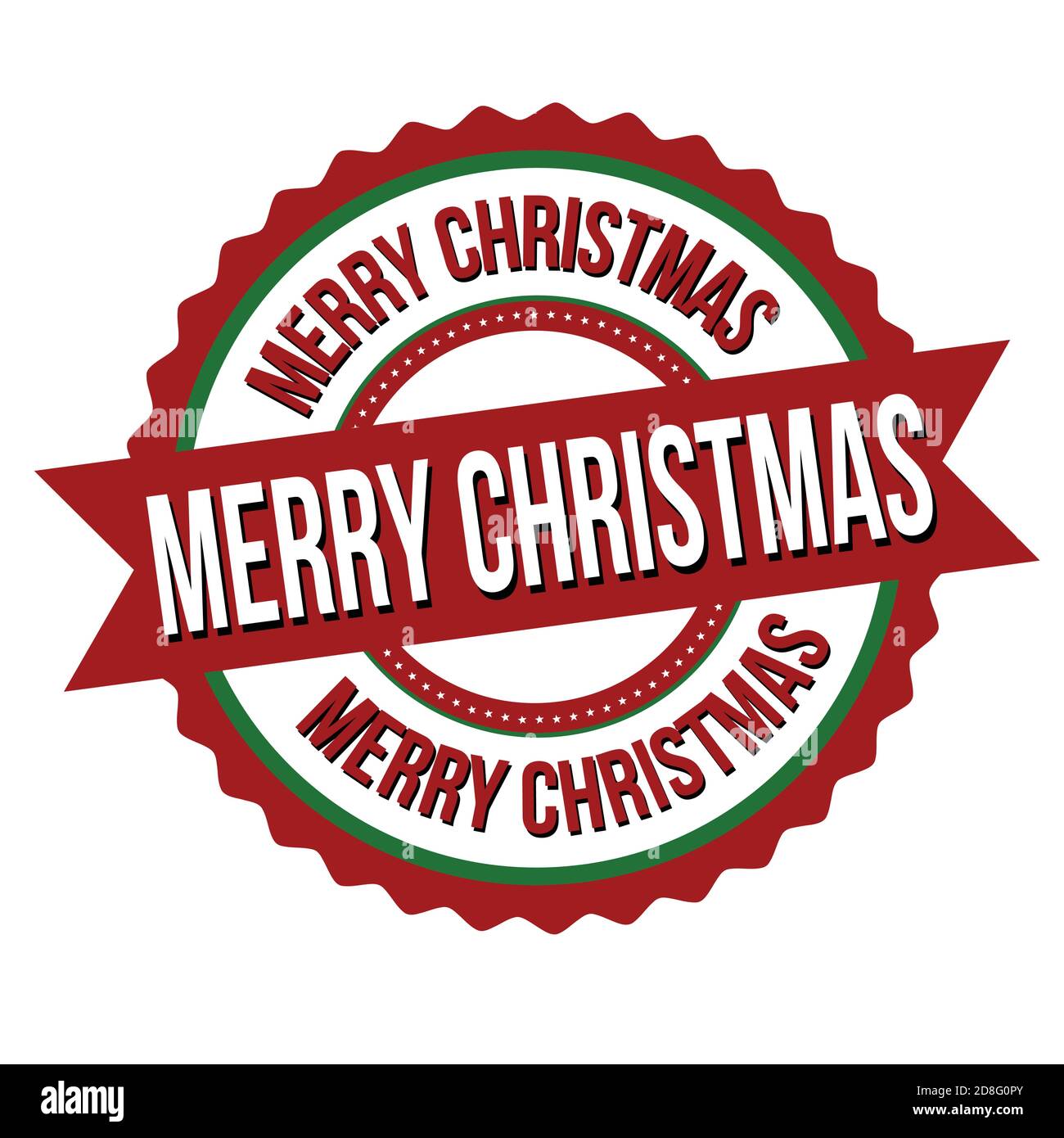Merry Christmas label or sticker on white background, vector
