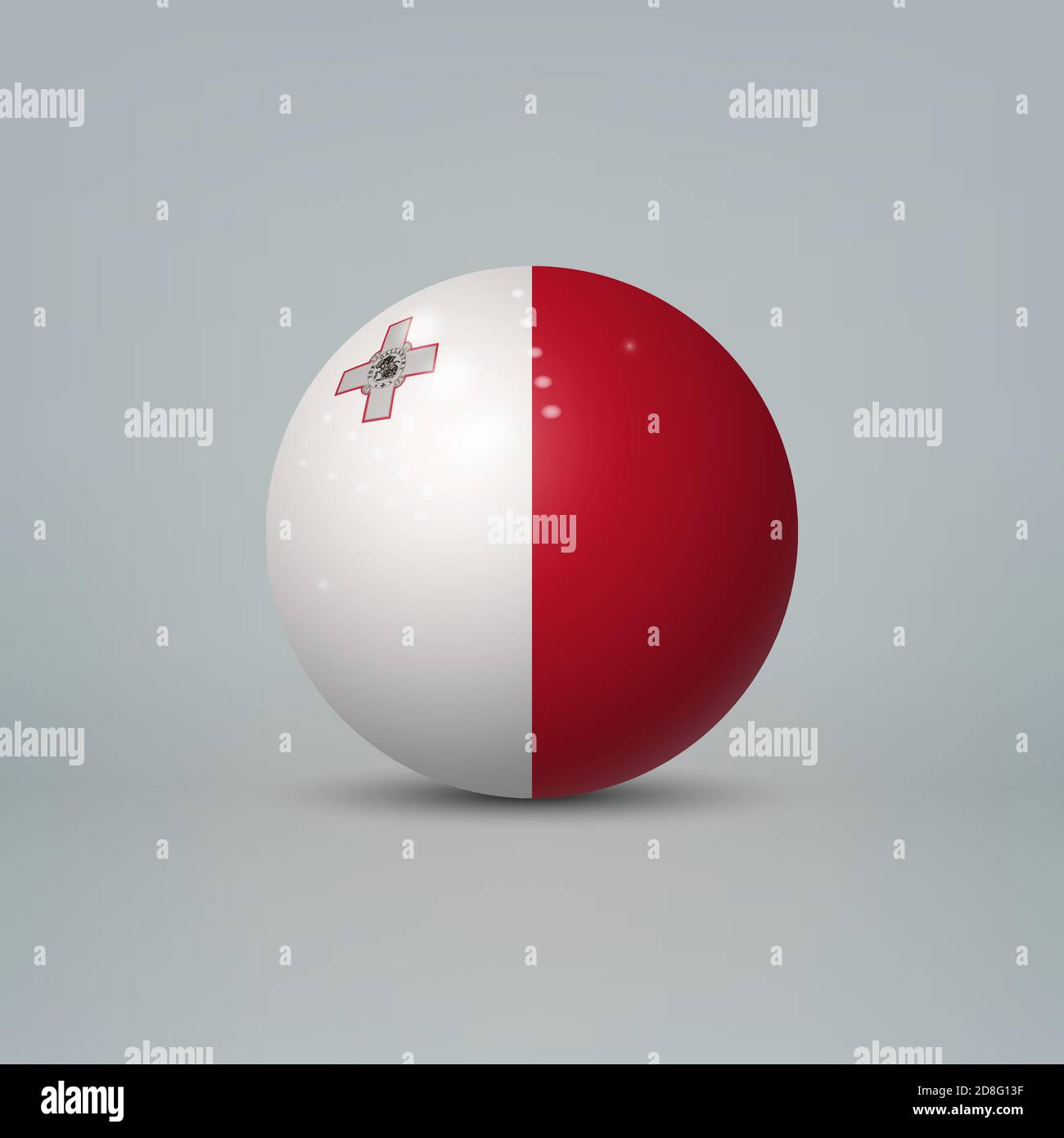 Realistic glossy plastic ball or sphere with flag of Malta Stock Vector