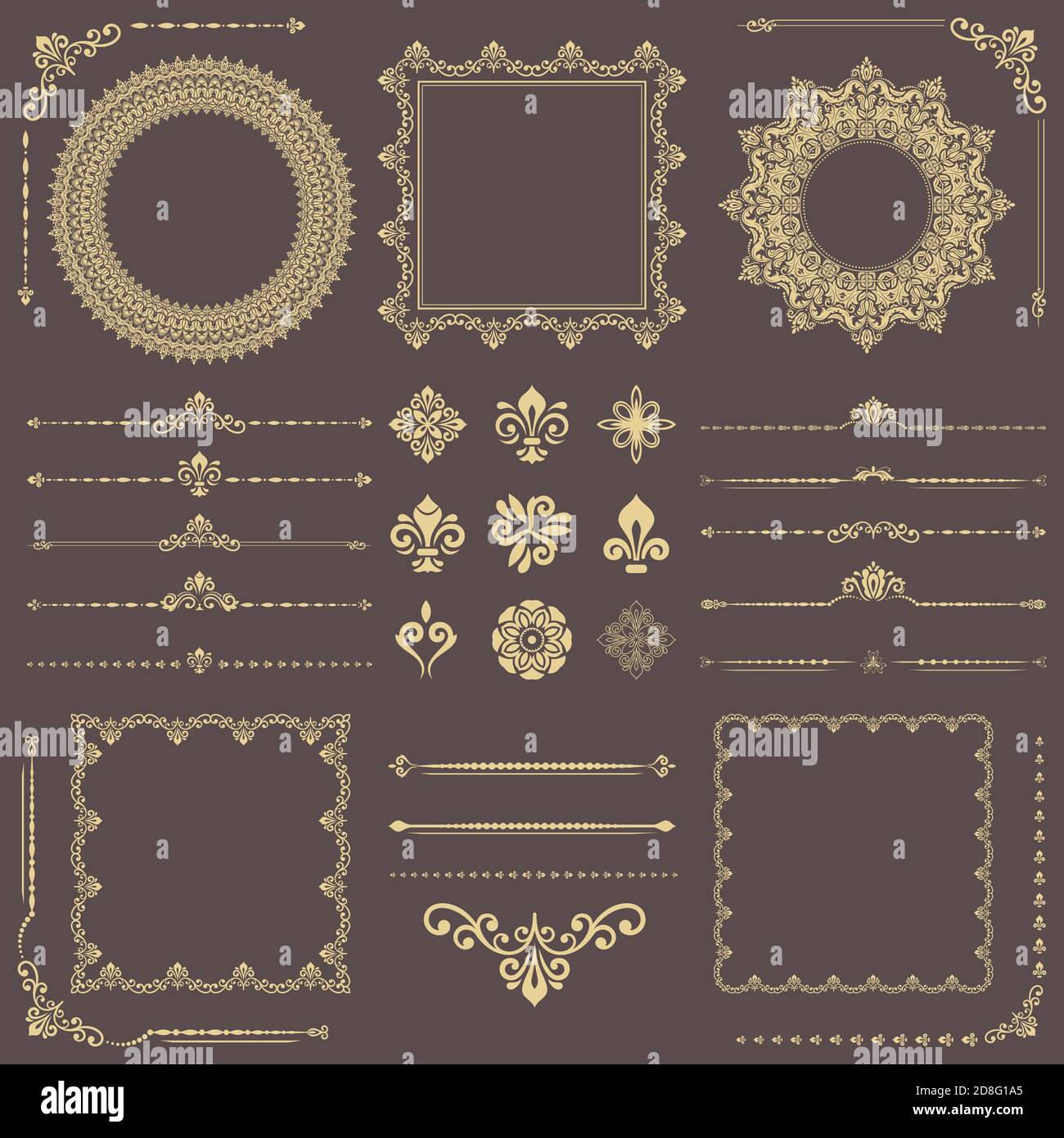 Vintage Set of Horizontal, Square and Round Elements Stock Photo - Alamy