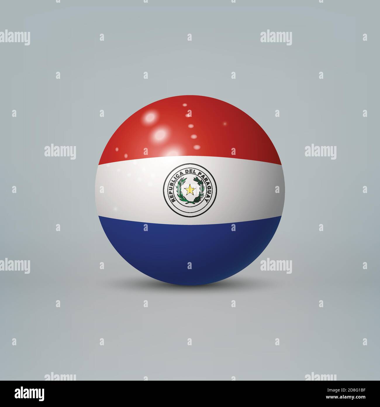 Realistic glossy plastic ball or sphere with flag of Paraguay Stock Vector