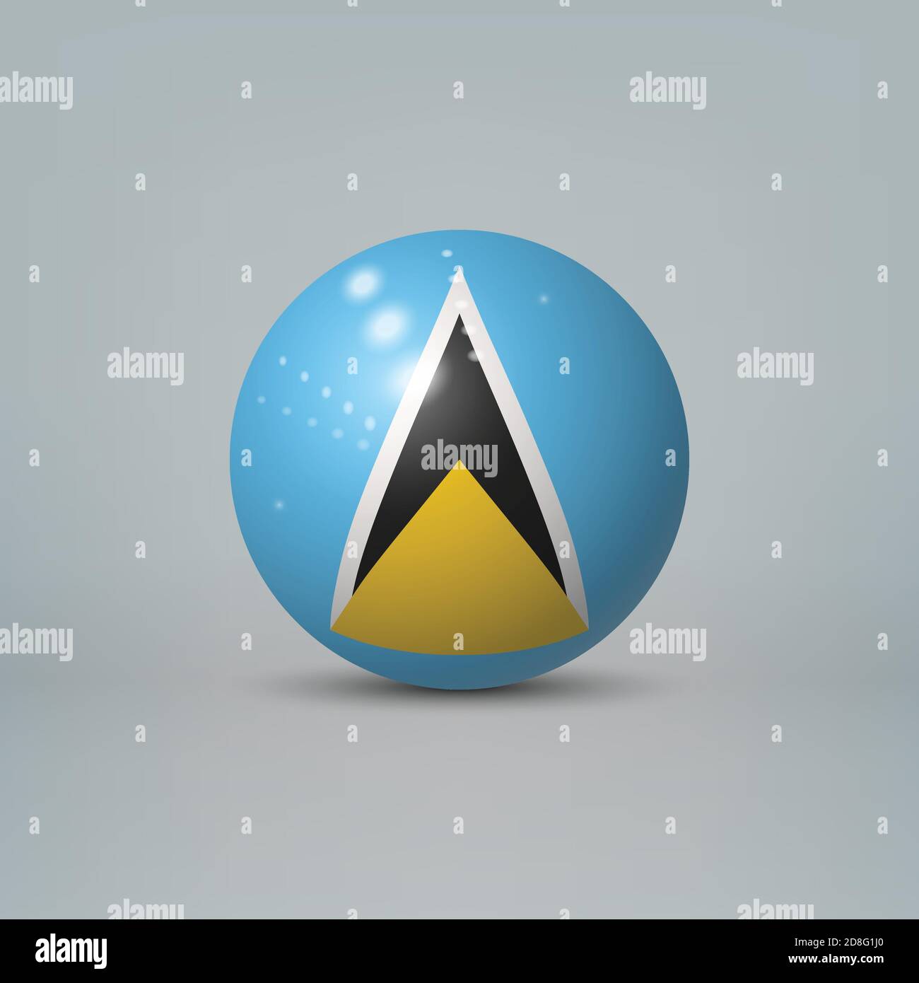 Realistic glossy plastic ball or sphere with flag of Saint Lucia Stock Vector