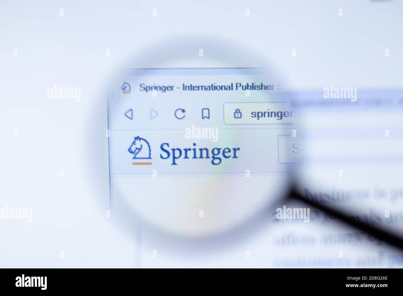 New York, USA - 29 September 2020: Springer company website with logo close up, Illustrative Editorial Stock Photo