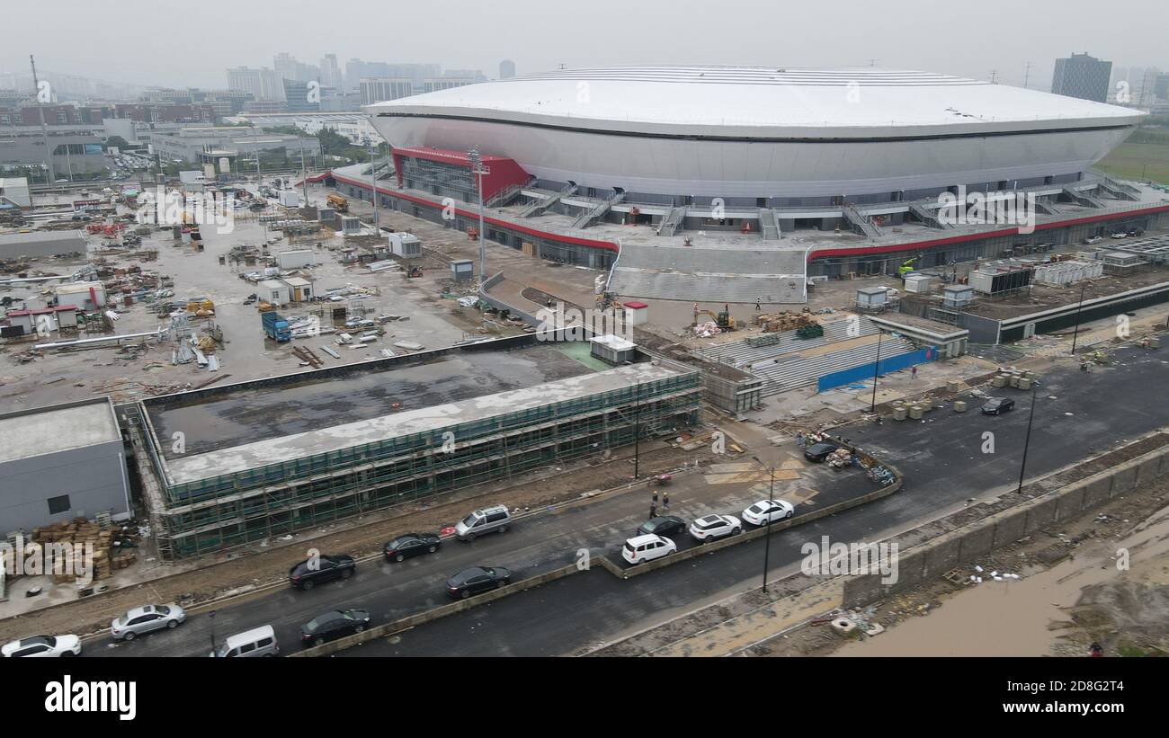 Aerial view of the Pudong Football Stadium where the League of Legends World Championship to be held in Shanghai, China, 18 September 2020. Stock Photo