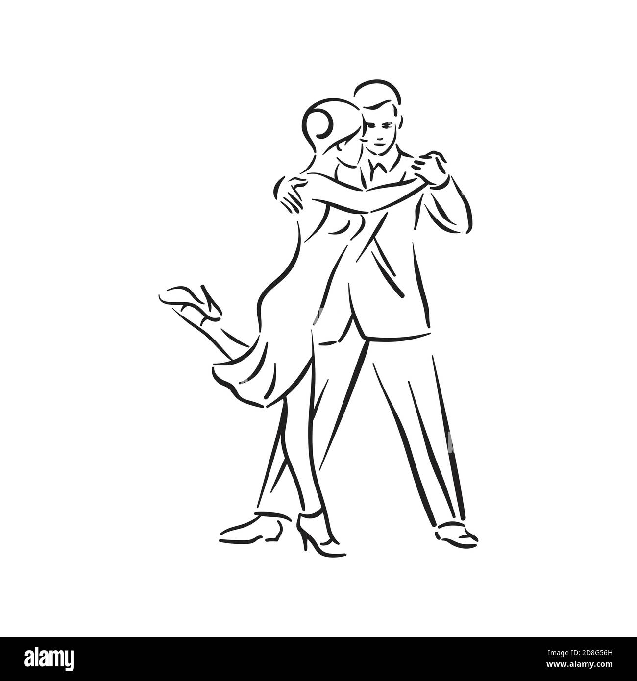 Argentine tango and salsa romance couple social pair dance illustration Stock Vector