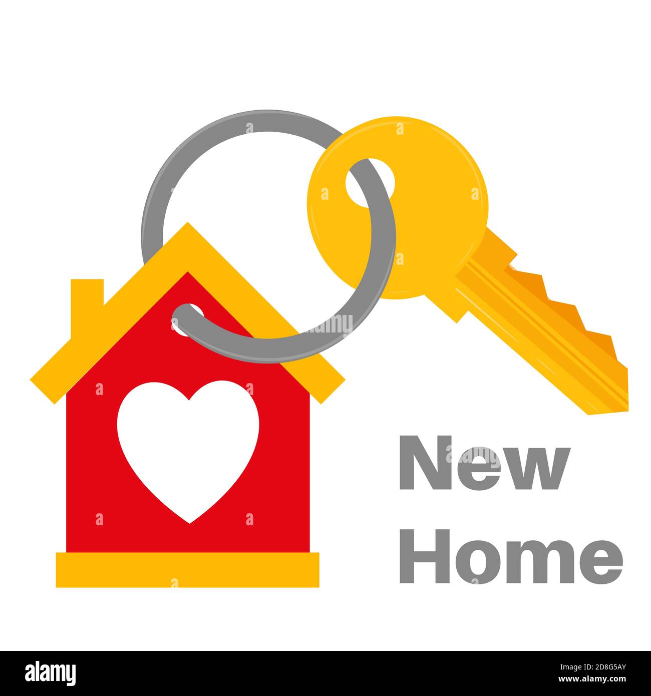 New Home House Key with love heart Icon Vector Illustration. Real Estate Icon fully editable text Stock Vector