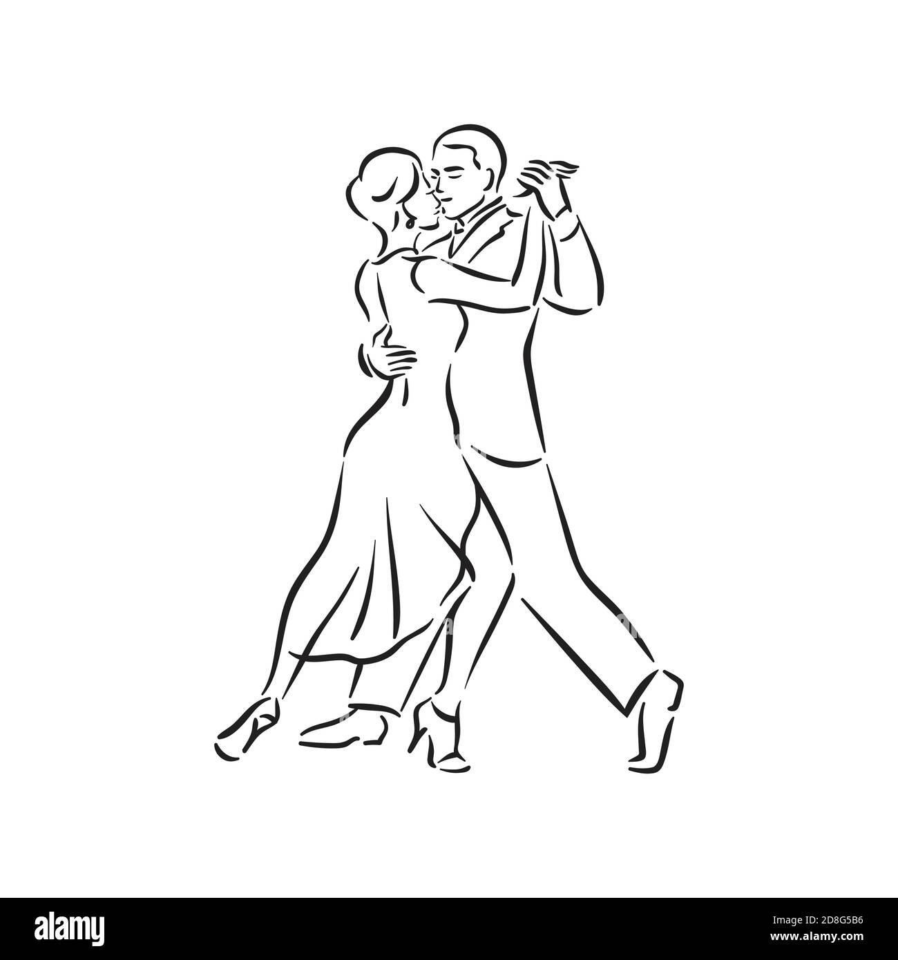 Argentine tango and salsa romance couple social pair dance illustration Stock Vector