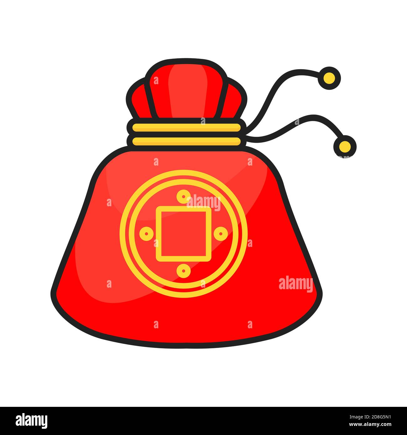 Red Chinese money bag with pattern and traditional ornament Stock