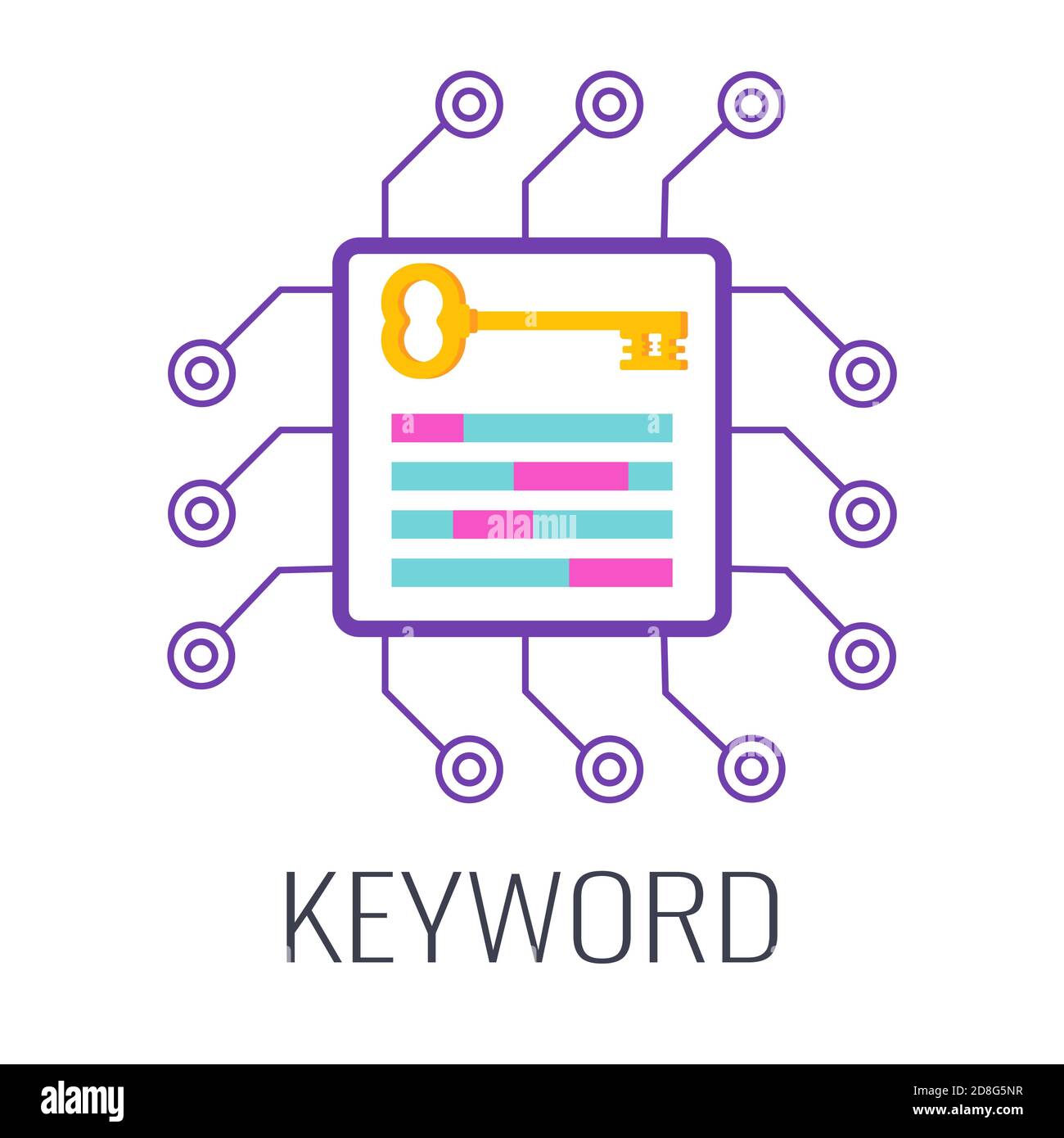 Keyword Icon Key Engaging Content Flat Vector Illustration Stock