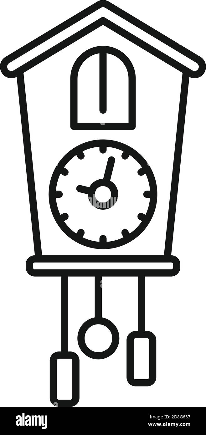 Chalet pendulum clock icon, outline style Stock Vector