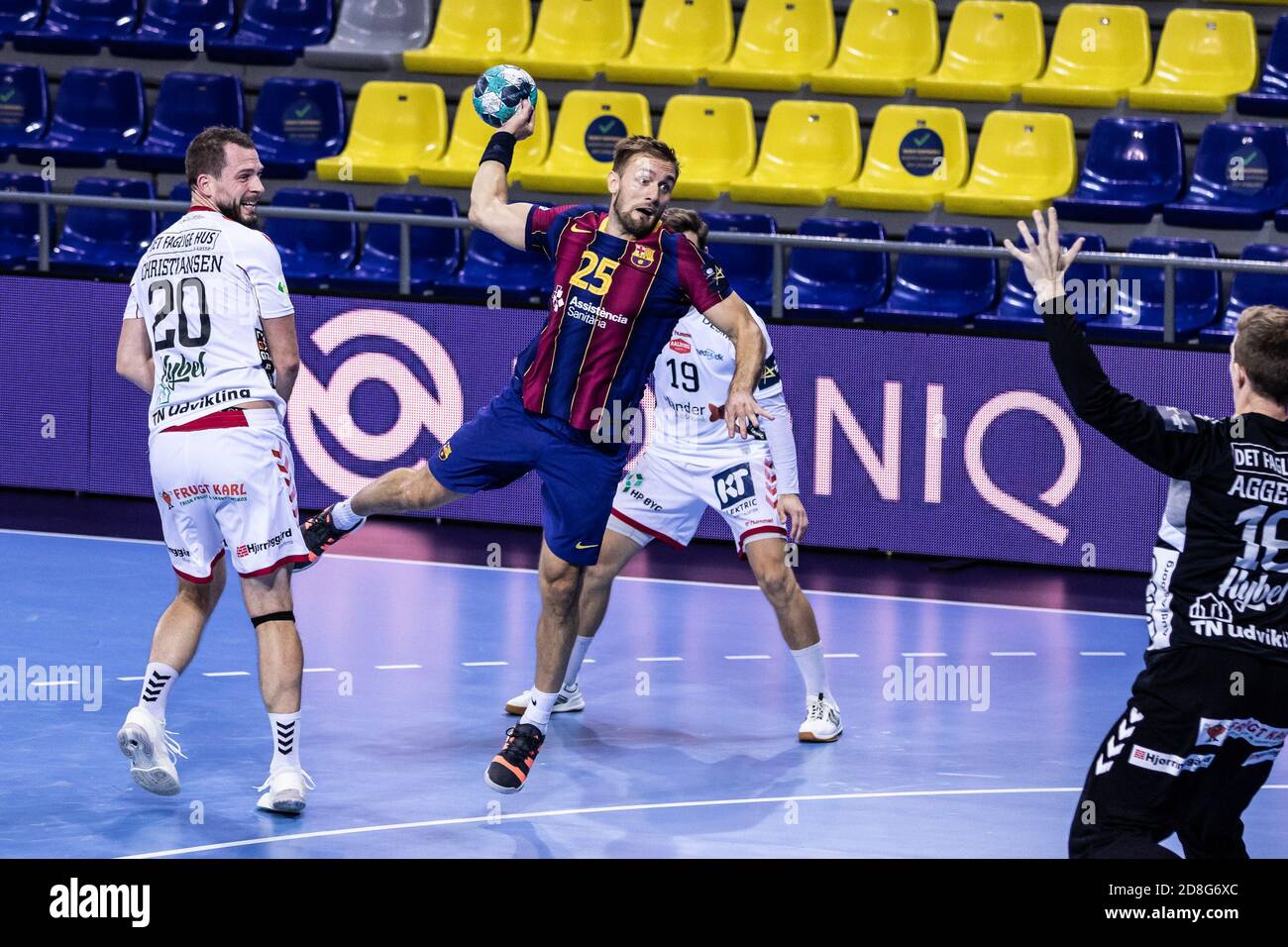 Luka Cindric of Fc Barcelona during the VELUX EHF Champions League handball  match between Fc Barcelona and Aalborg Handbold on October 29, 2020 at P C  Stock Photo - Alamy