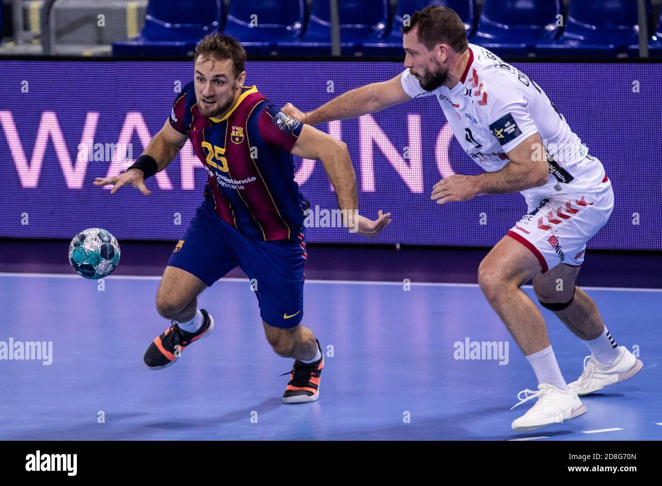 Luka Cindric of Fc Barcelona during the VELUX EHF Champions League handball  match between Fc Barcelona and Aalborg Handbold on October 29, 2020 at P C  Stock Photo - Alamy