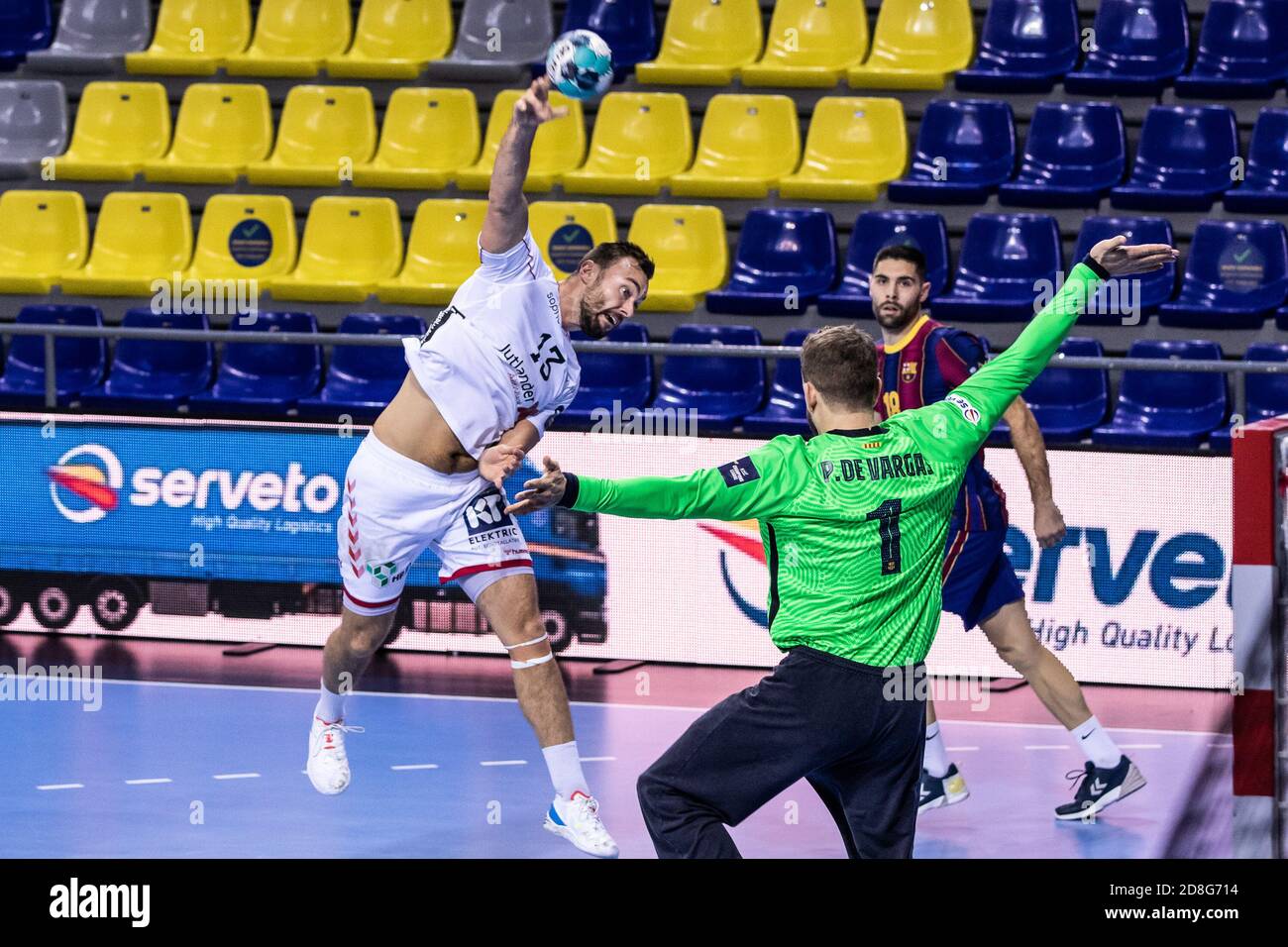 Nikolaj Laso of Aalborg Handbold during the VELUX EHF Champions League handball match between Fc Barcelona and Aalborg Handbold on October 29, 2020 C Stock Photo - Alamy