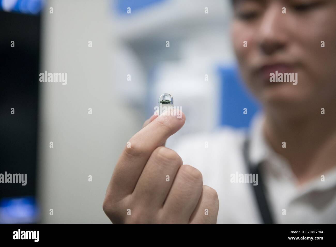 A new capsule gastroscope robot was shown in a 5G smart clinc in