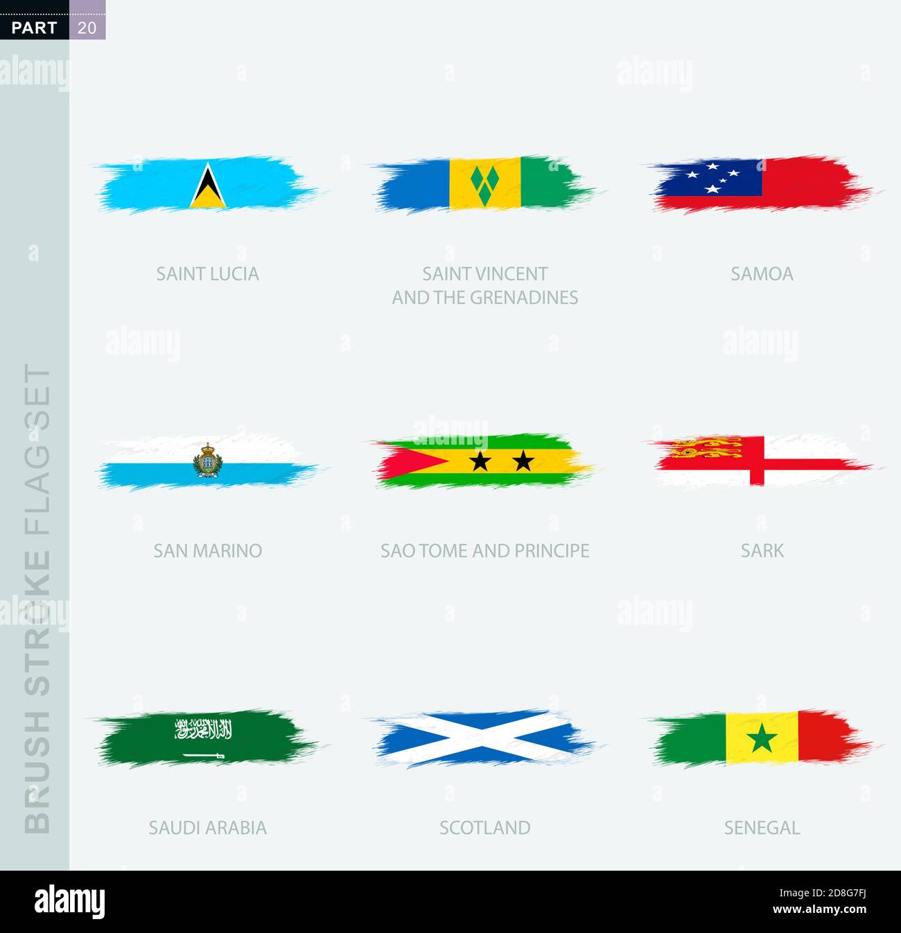 Grunge abstract brush stroke flag set, nine different flag. Vector flag ...