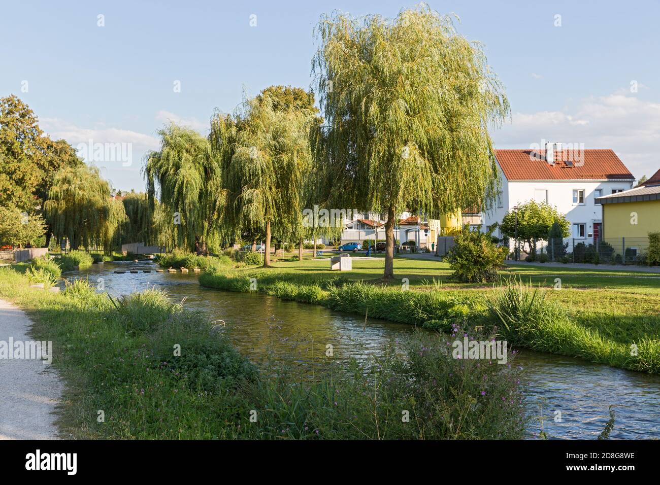Beilngries, Sulzpark, Fluss, Bäume, Wohnhäuser Stock Photo