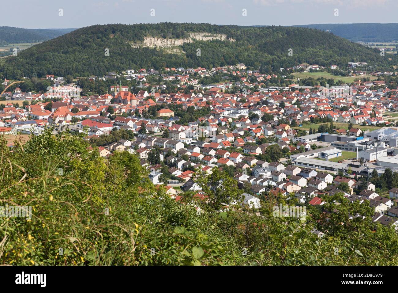 Beilngries, Stadtansicht, Kirche, Wohngebiet, Industriegebiet, Landschaft Stock Photo