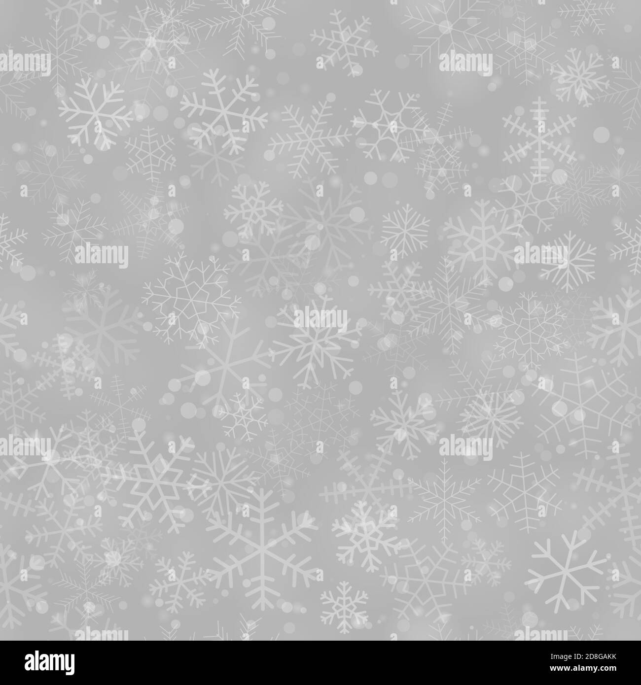 Christmas seamless pattern of snowflakes of different shapes, sizes and ...