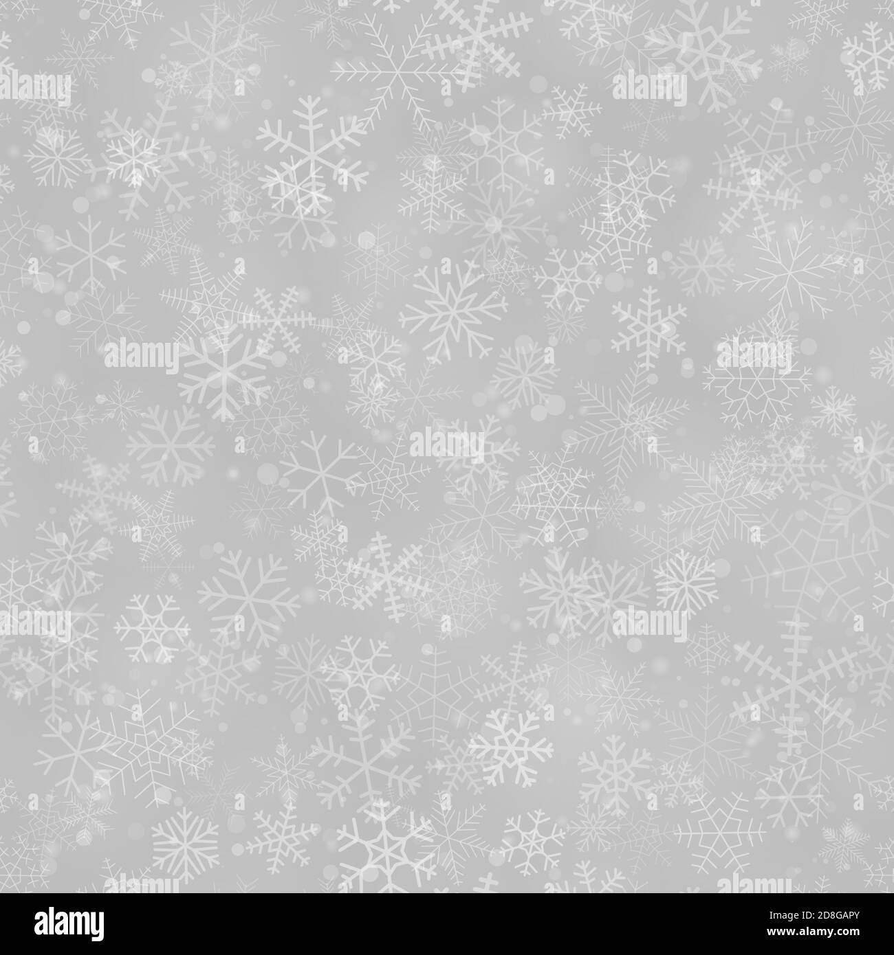 Christmas seamless pattern of snowflakes of different shapes, sizes and ...