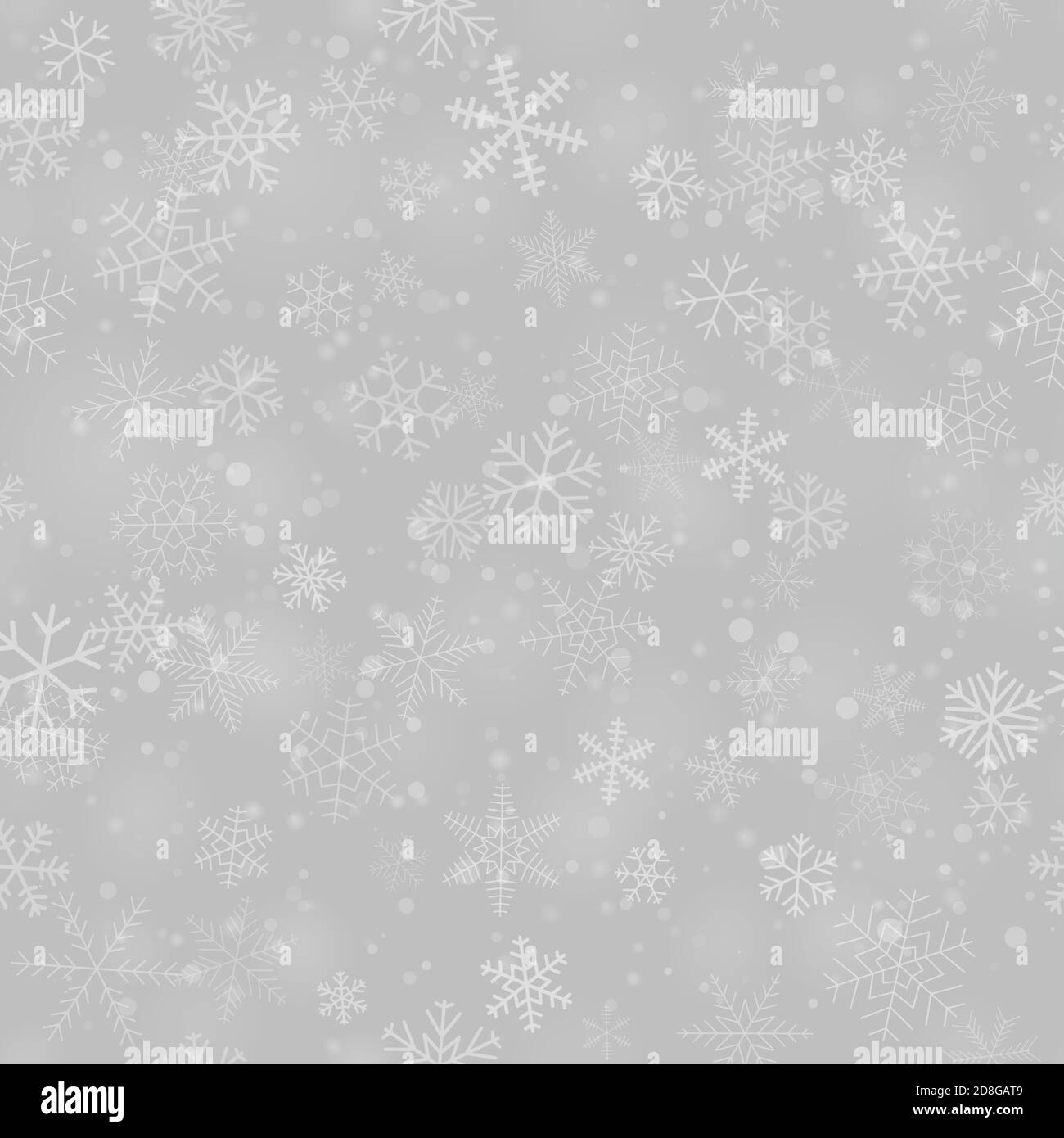 Christmas seamless pattern of snowflakes of different shapes, sizes and ...