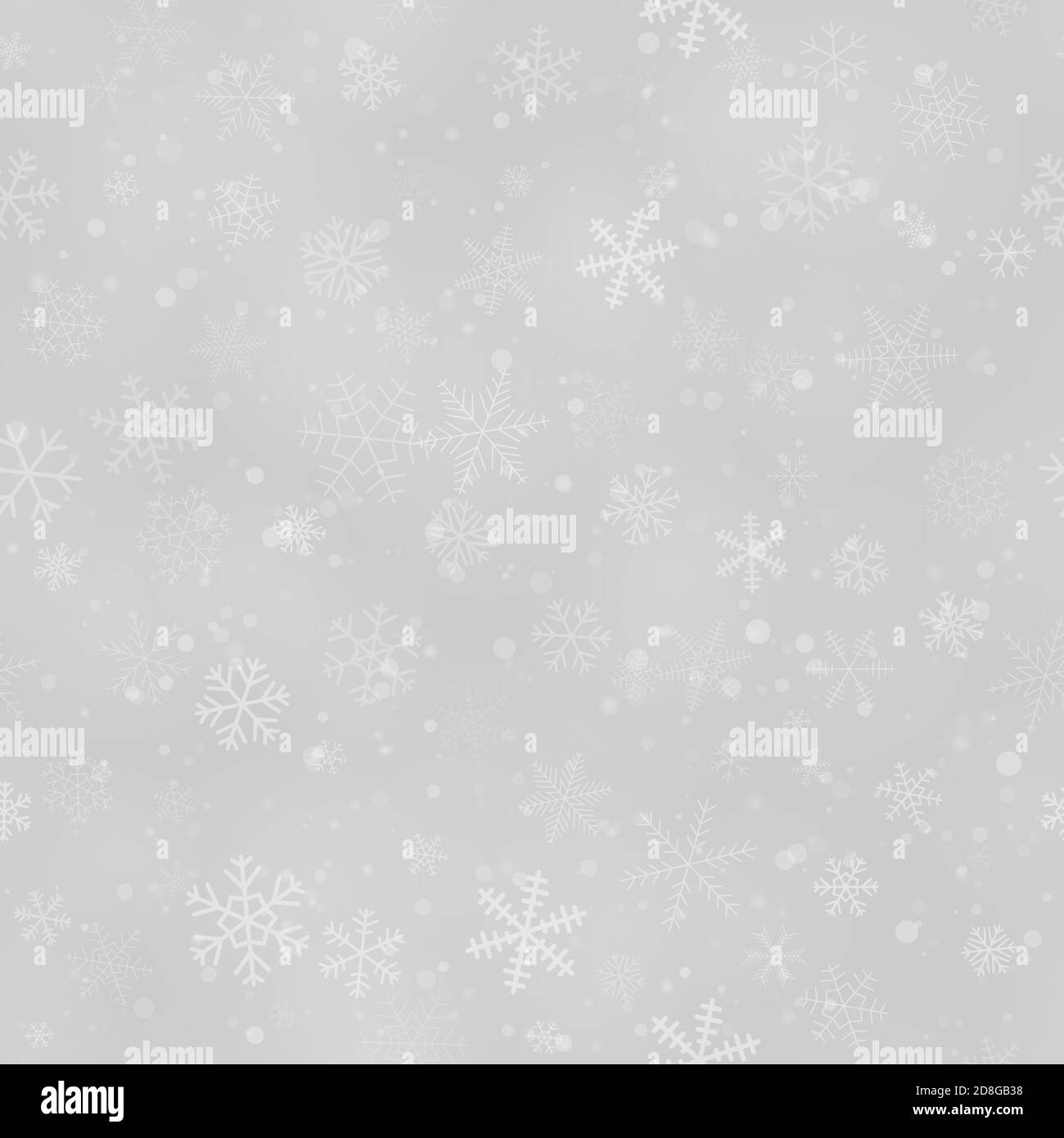 Christmas seamless pattern of snowflakes of different shapes, sizes and ...