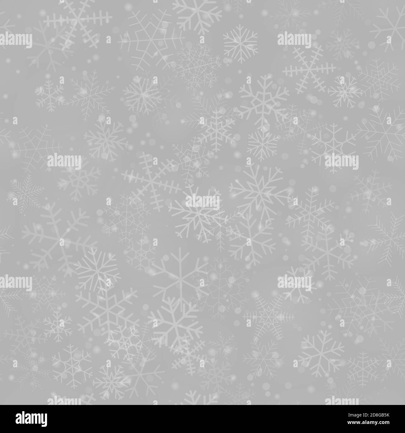Christmas seamless pattern of snowflakes of different shapes, sizes and ...