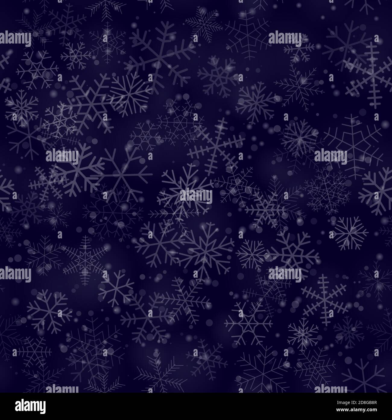 Christmas seamless pattern of snowflakes of different shapes, sizes and ...