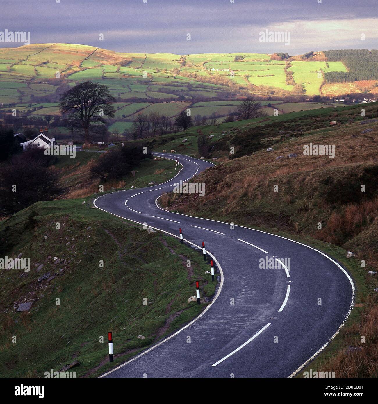 British Country Roads in the Welsh Black Mountains Stock Photo