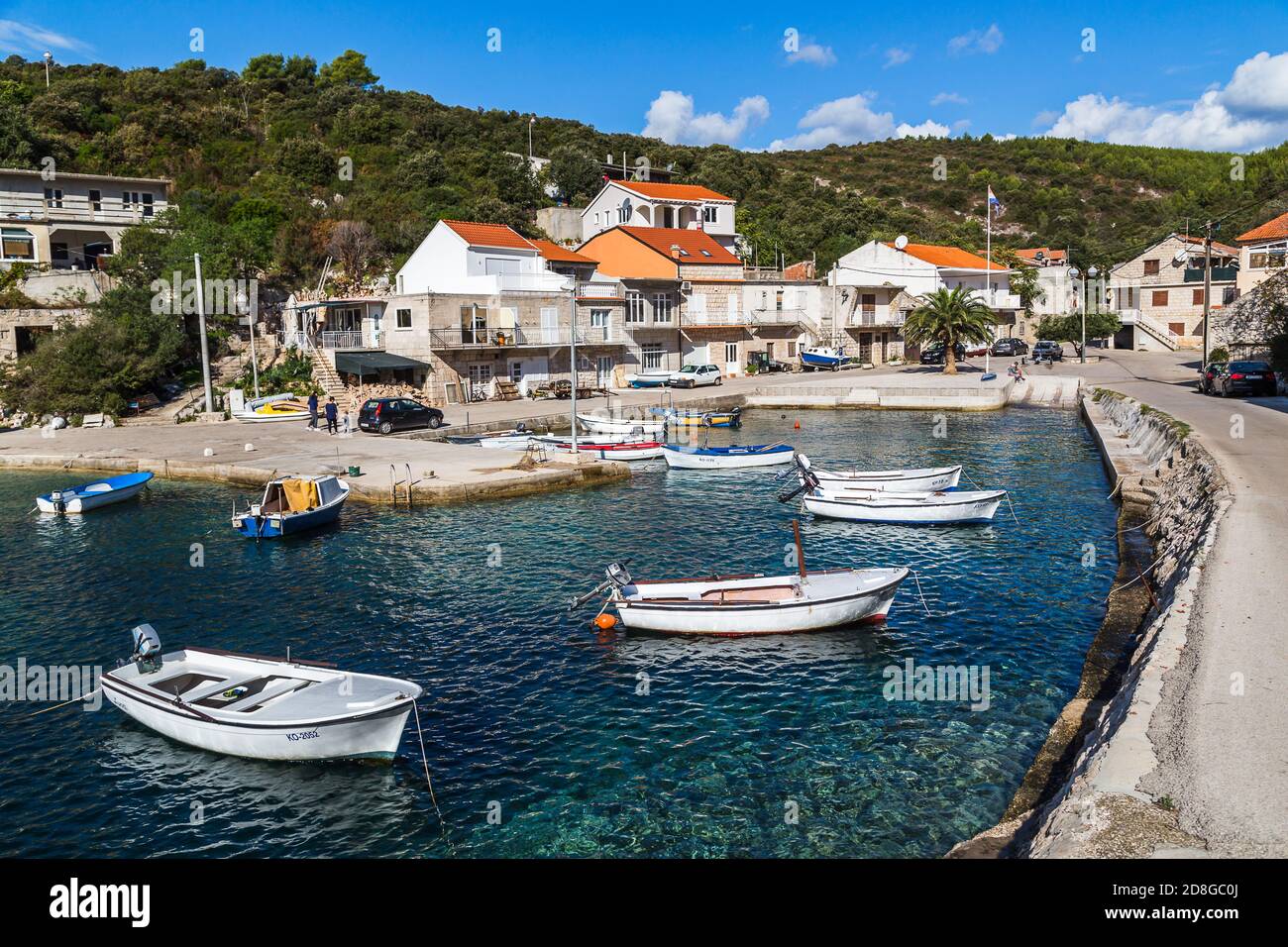 Zavalatica Small boats seen in the secluded bay of Zavalatica on the island of ...