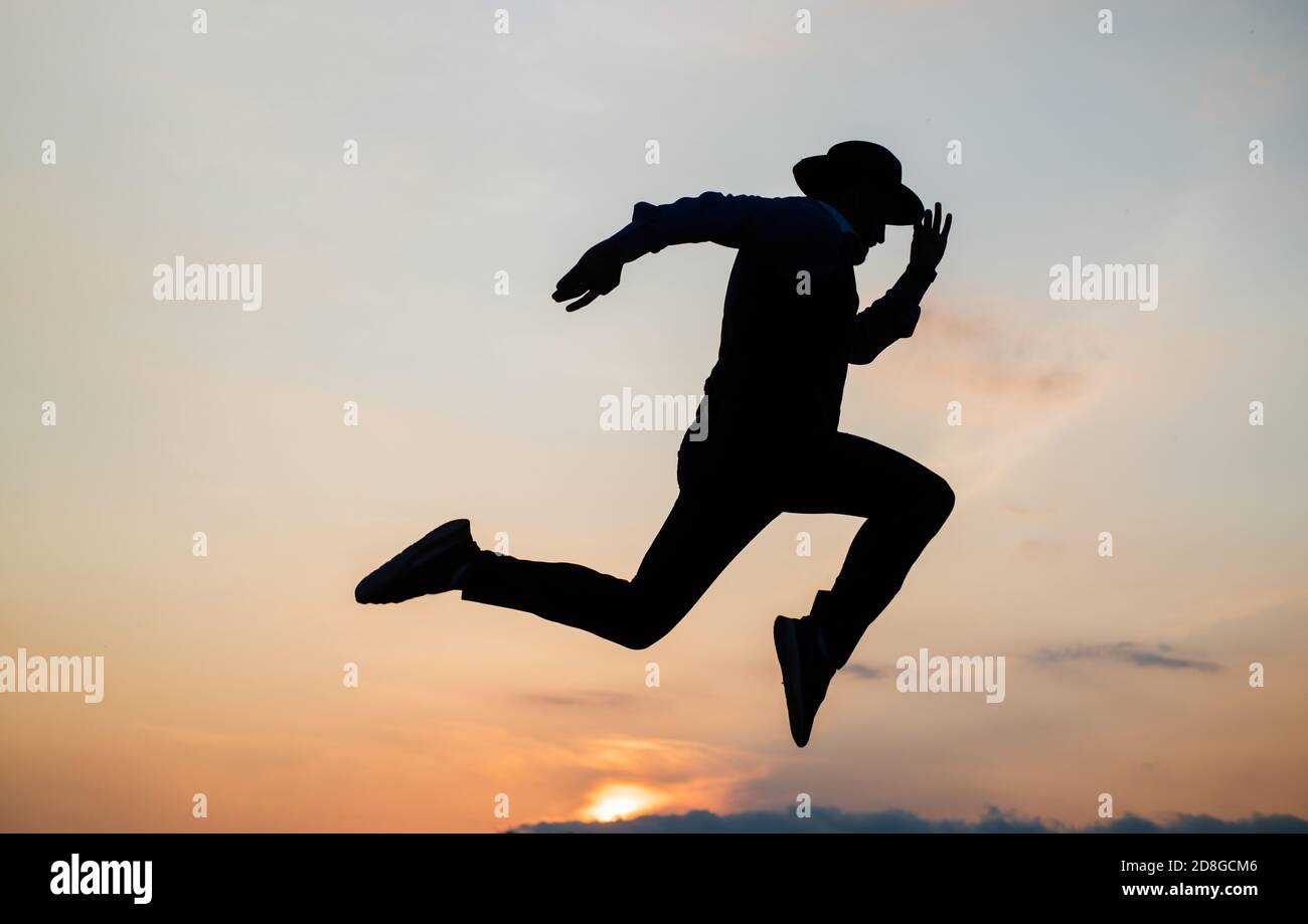 Do Or Die Personal Achievement Goal Man Silhouette Jump On Sky Background Confident Businessman Running Daily Motivation Enjoying Life And Nature Business Success Freedom Stock Photo Alamy