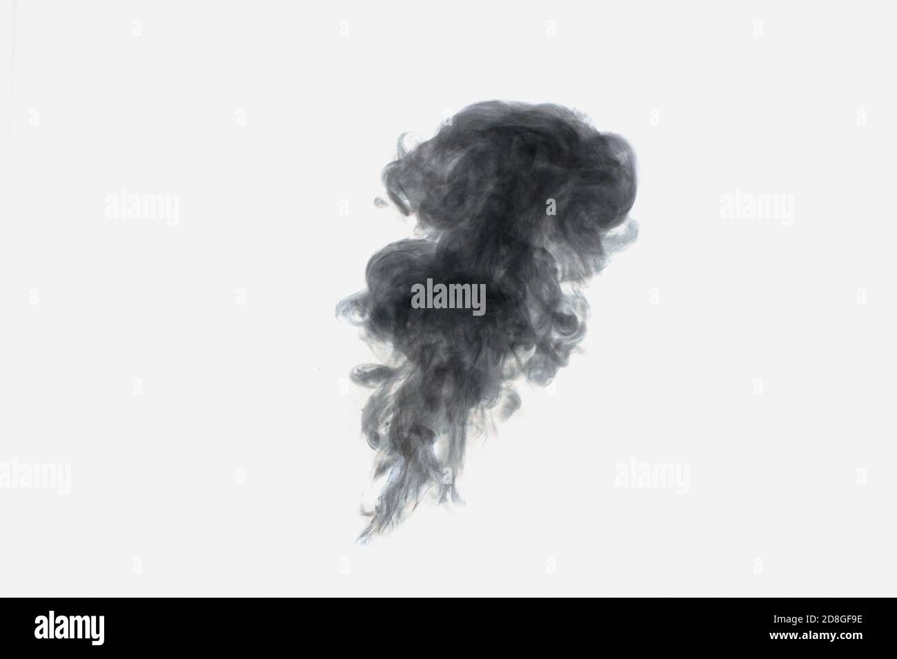 Abstract black steam or smoke circles on a white background. Original background, substrate, smoke texture Stock Photo