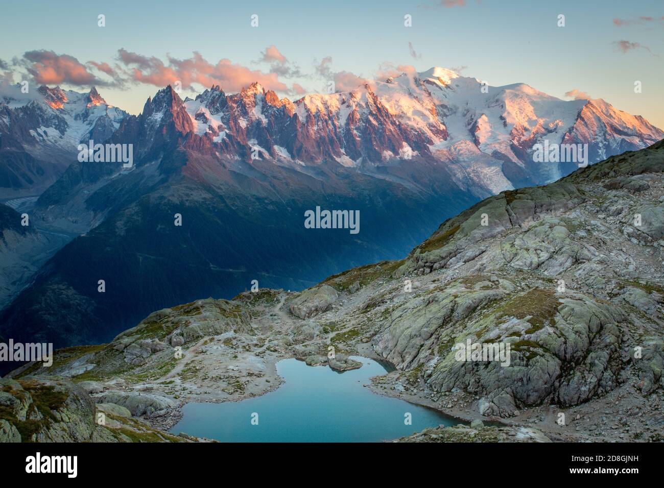 Sunset over Mont Blanc massif Stock Photo - Alamy