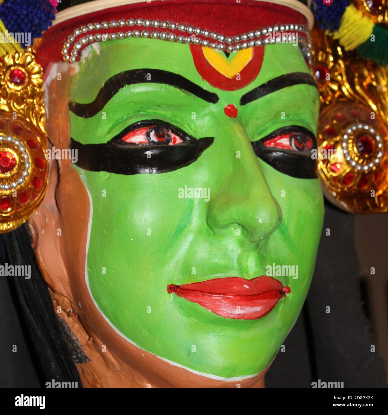 Faces of models seen at the folk art museum, Kerala. Stock Photo