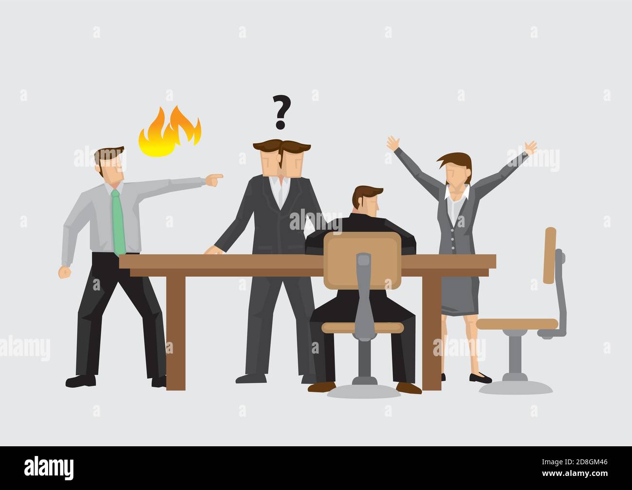 Vector illustration on different behaviors of business people during