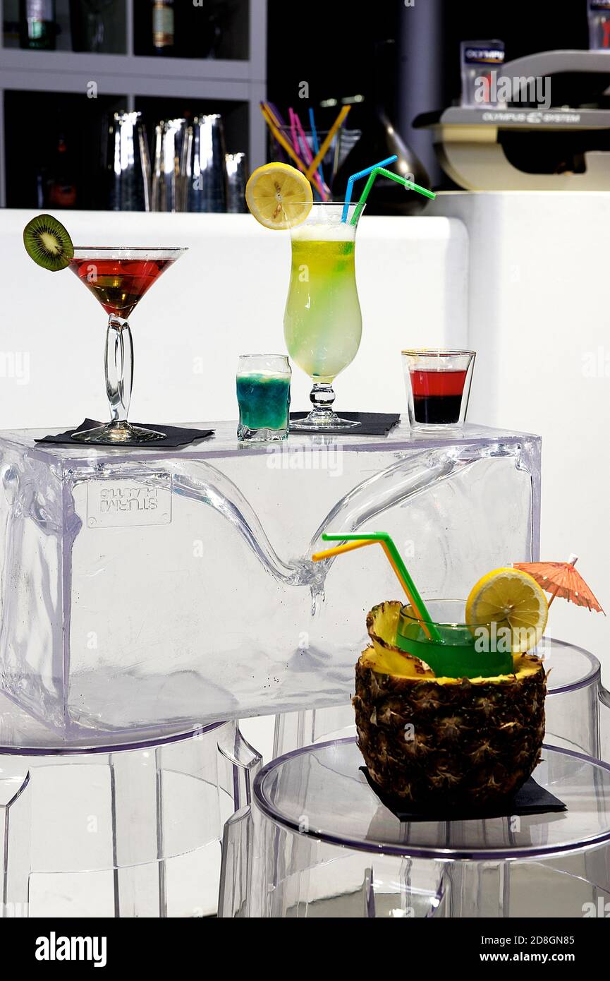 some cocktail in esposition in a bar Stock Photo - Alamy