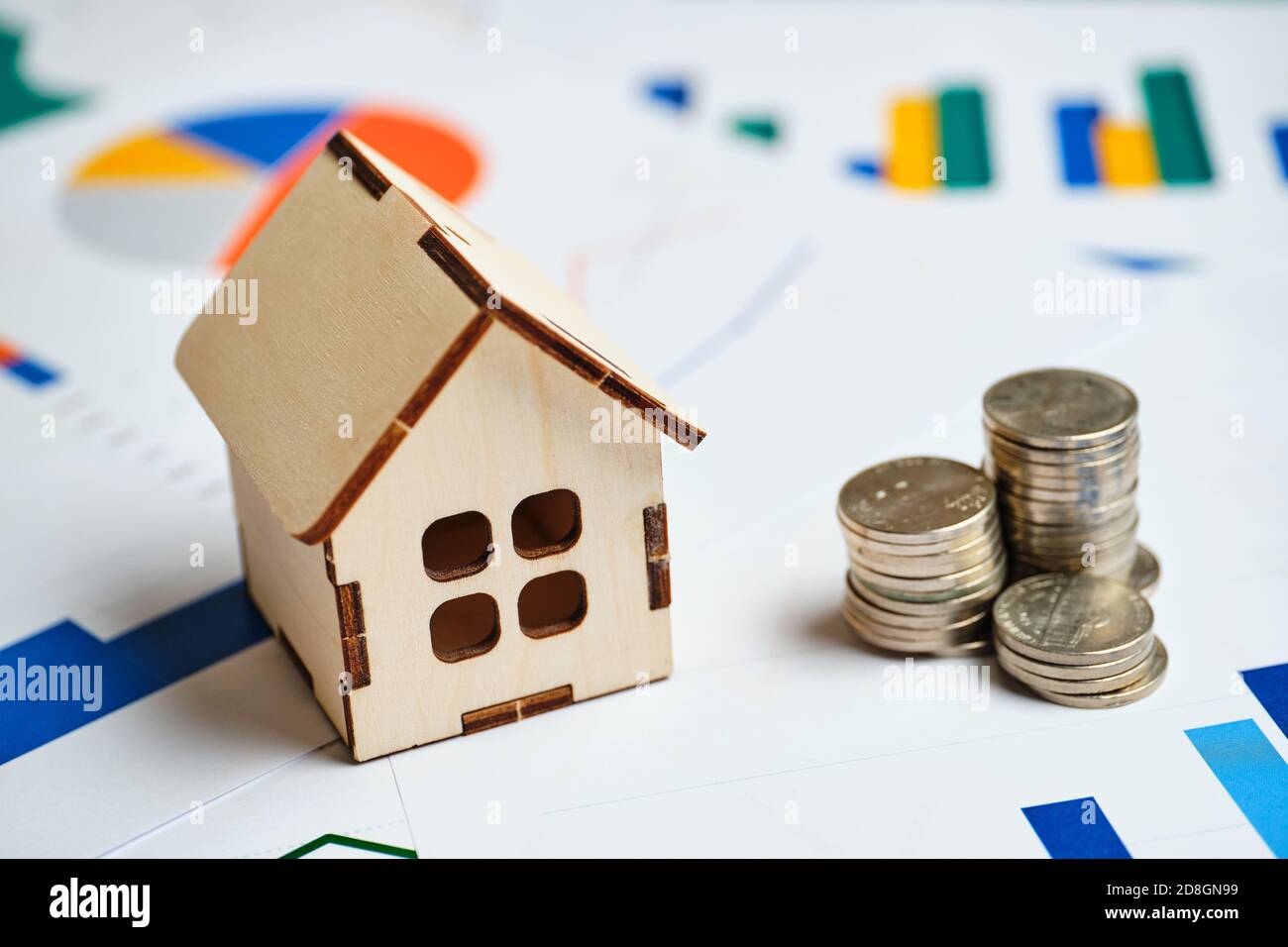 Residential real estate demand growth concept with graphs and money