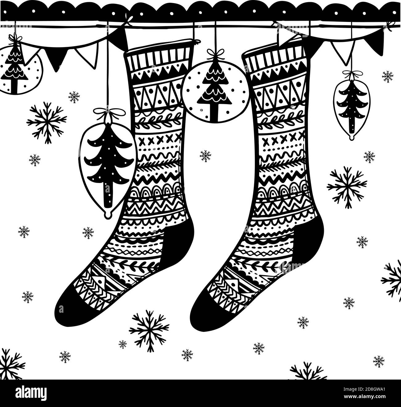 Cute Christmas doodles Stock Vector Image & Art - Alamy