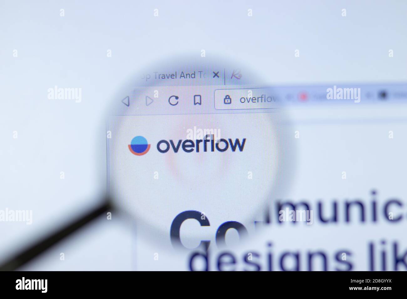 New York, USA - 26 October 2020: Overflow company website with logo close up, Illustrative Editorial Stock Photo