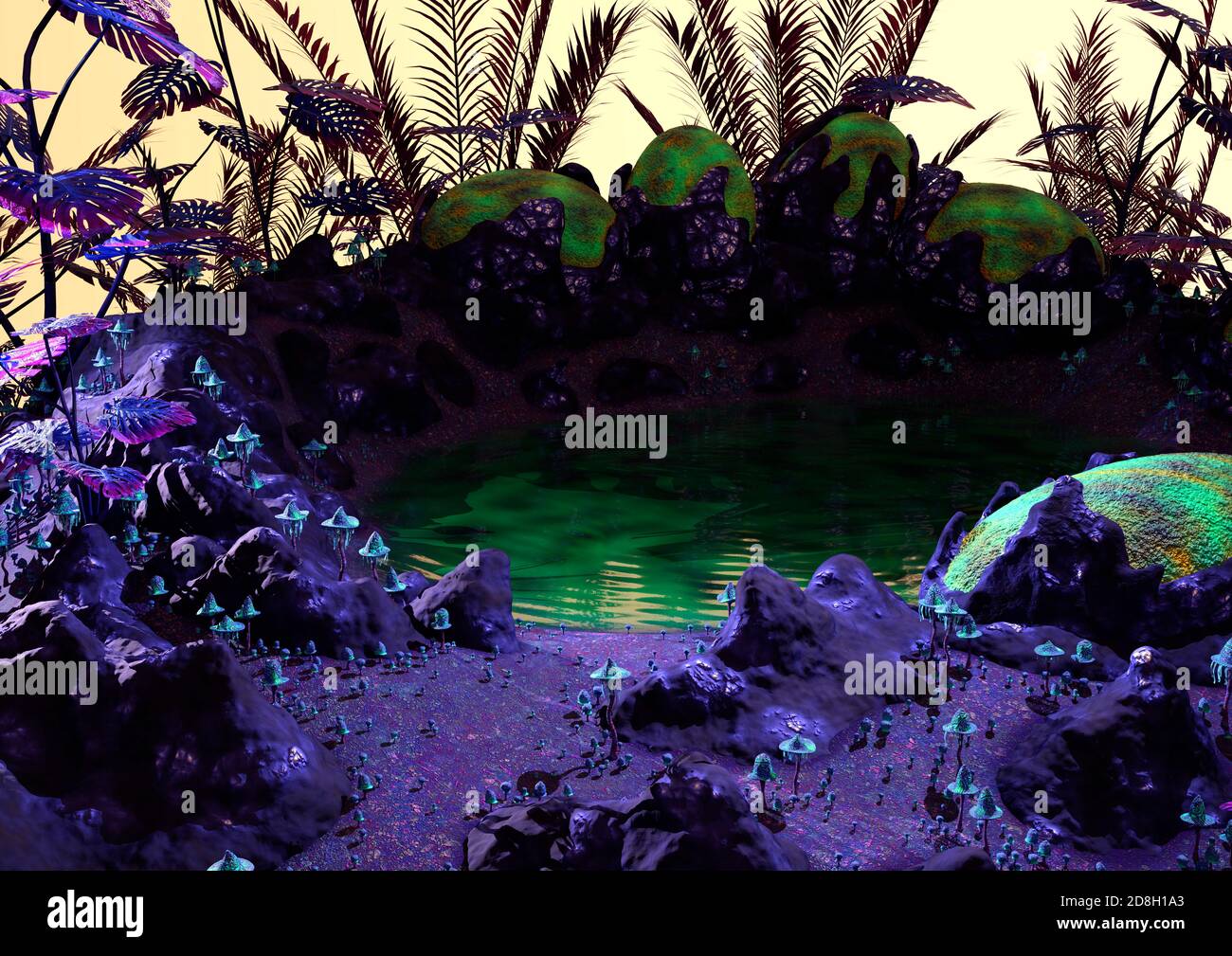 3D rendering of a fantasy alien place Stock Photo - Alamy