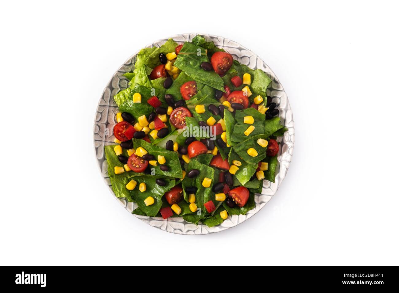 Mexican salad with black beans, corn,tomatoes,lettuce and pepper