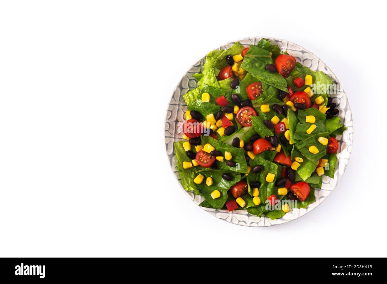 Mexican salad with black beans, corn,tomatoes,lettuce and pepper