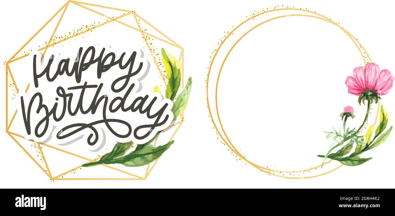 happy-birthday-lettering-calligraphy-slogan-flowers-vector-illustration