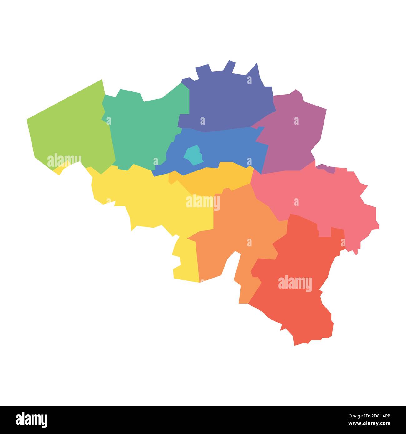 Provinces of Belgium. Map of regional country administrative divisions. Colorful vector illustration. Stock Vector